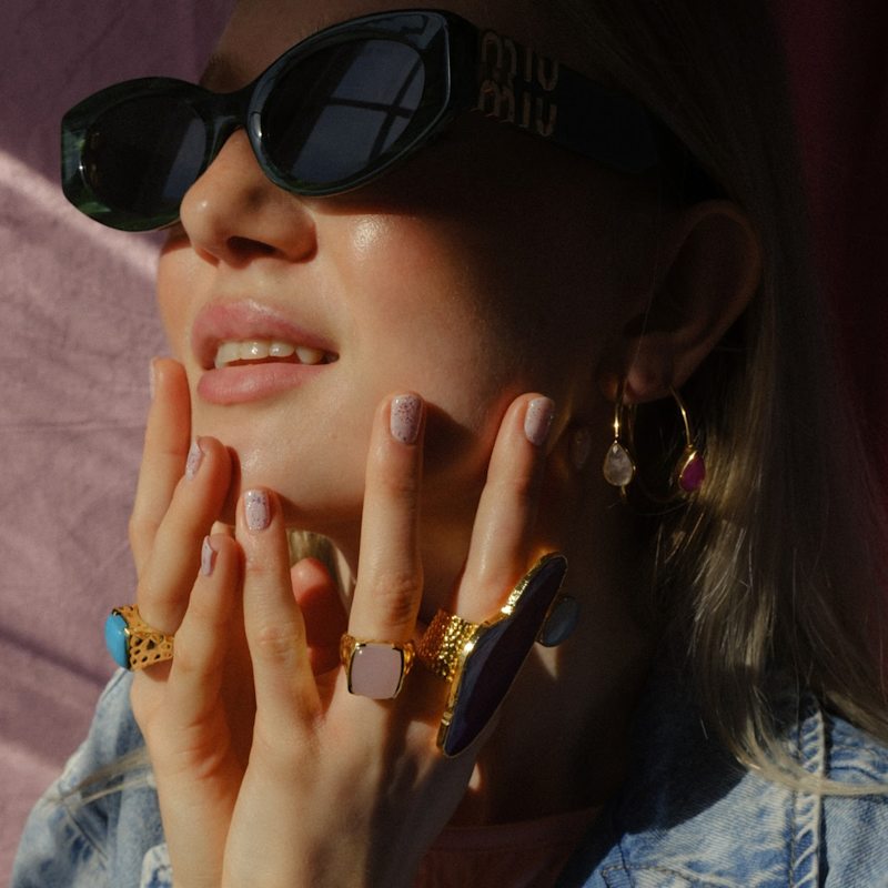 Thumbnail of 'Happy' Rose Quartz Gemstone Gold Ring image