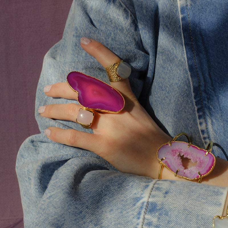 Thumbnail of 'Happy' Rose Quartz Gemstone Gold Ring image