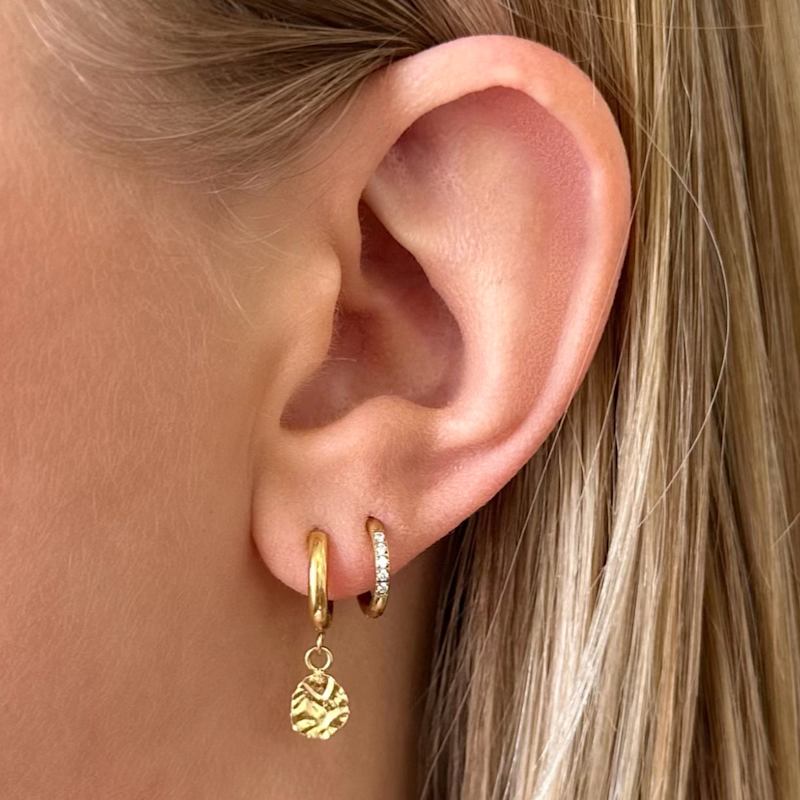 Thumbnail of Harmony Gold Waterproof Huggie Hoop Earrings image