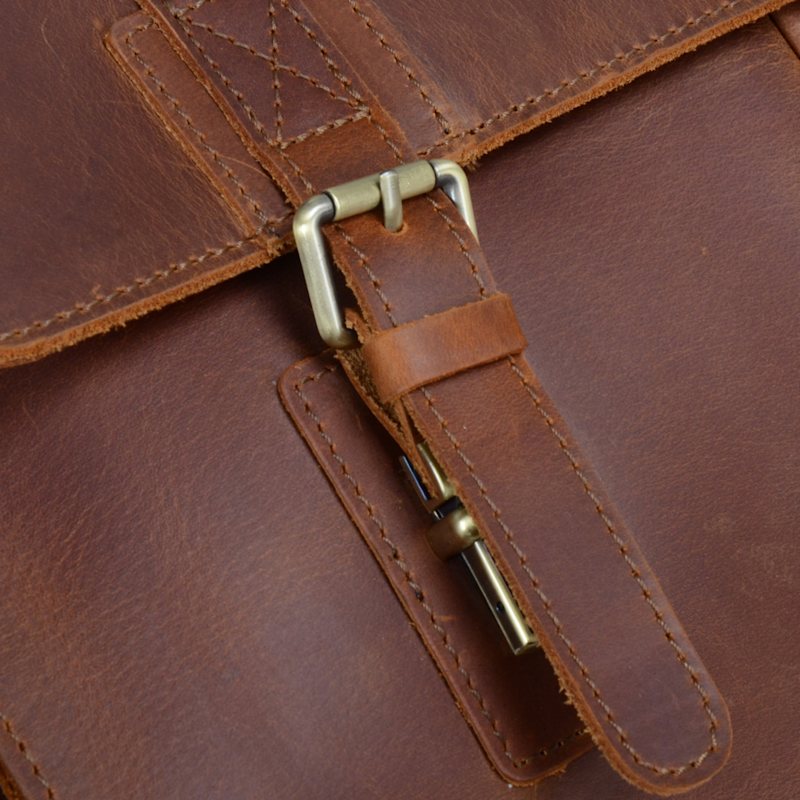 Thumbnail of Worn Look Genuine Leather Briefcase - Brown image