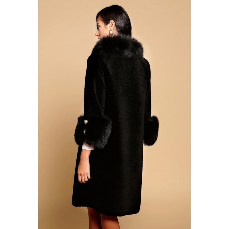 Thumbnail of Hayworth Wool & Faux Fur Coat In Nero image