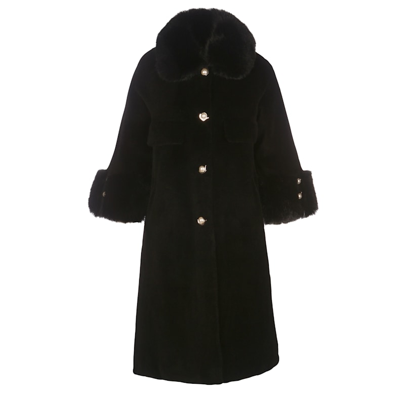 Thumbnail of Hayworth Wool & Faux Fur Coat In Nero image