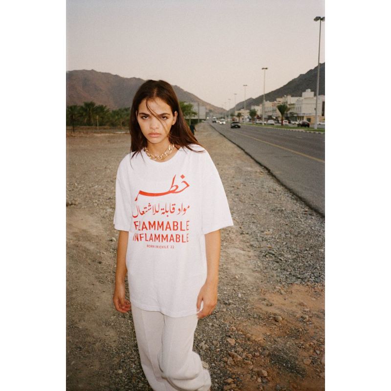 Thumbnail of Graphic Organic Cotton T-Shirt - White - "Hazard" image