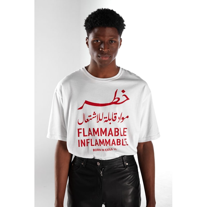 Thumbnail of Graphic Organic Cotton T-Shirt - White - "Hazard" image