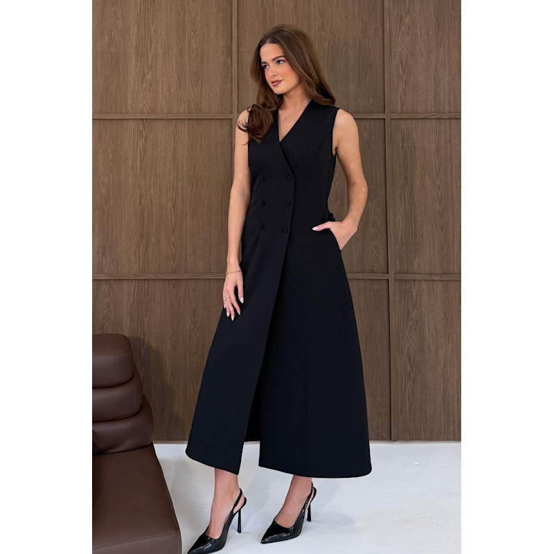 Thumbnail of Hazel Tailored Sleeveless Midi Dress Black image