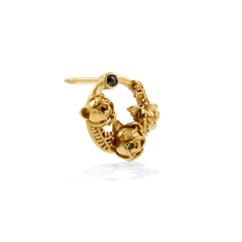 Thumbnail of Black Diamond Rose Halo Lapel Pin - Gold image