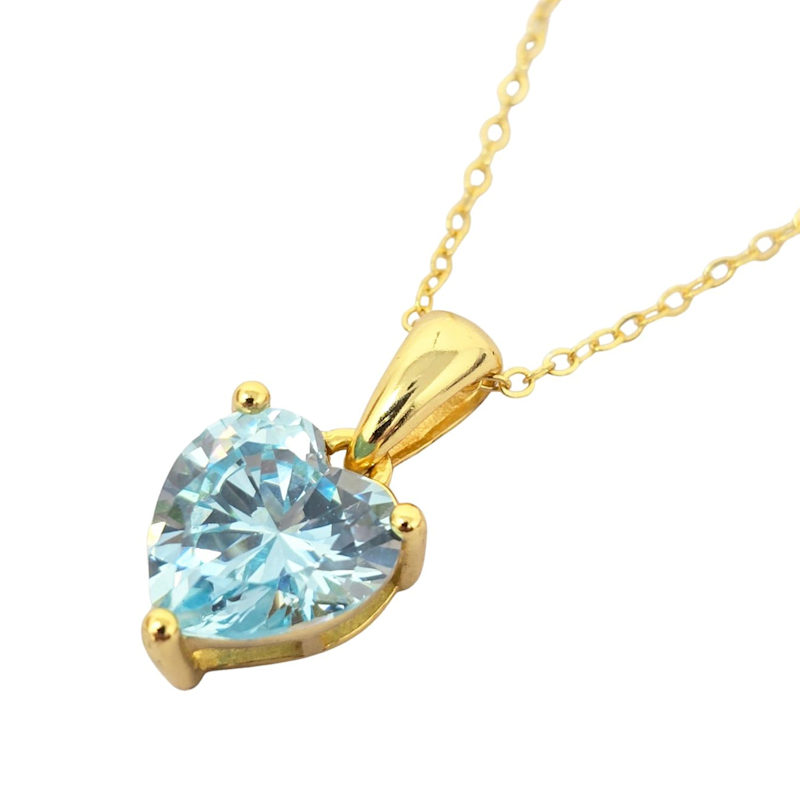 Thumbnail of Heart Aquamarine March Birthstone Necklace image