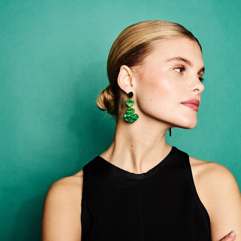 Thumbnail of Heart Drop Earrings - Grass Green image