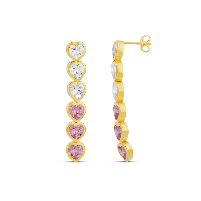 Thumbnail of Heart Drop Earrings - Half Pink & Half White image
