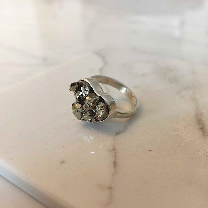 Thumbnail of Heart Shaped Pyrite Fool's Gold Gemstone Ring image