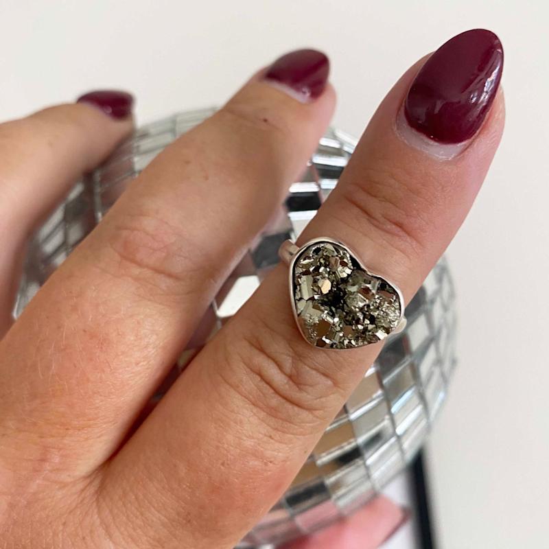 Thumbnail of Heart Shaped Pyrite Fool's Gold Gemstone Ring image
