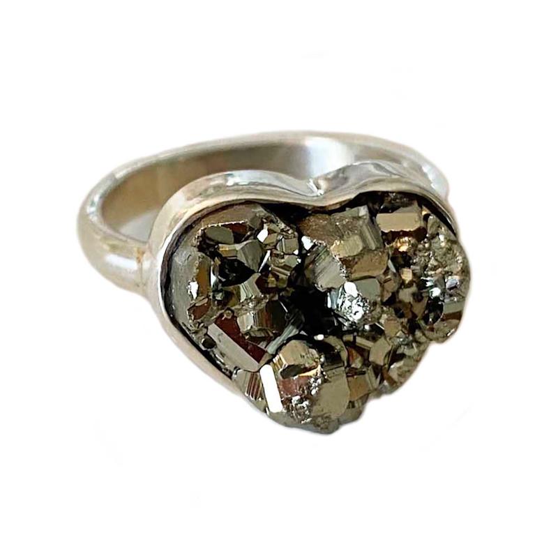Thumbnail of Heart Shaped Pyrite Fool's Gold Gemstone Ring image
