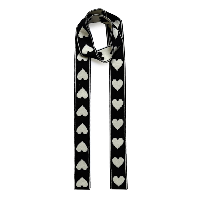 Thumbnail of Heart Wool & Cashmere Thin Scarf Black & White image