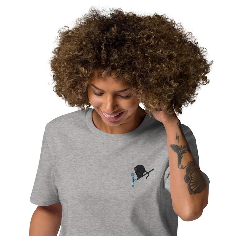 Thumbnail of Heather Grey Artist Monkey Organic Cotton Embroidered T-Shirt - Women image