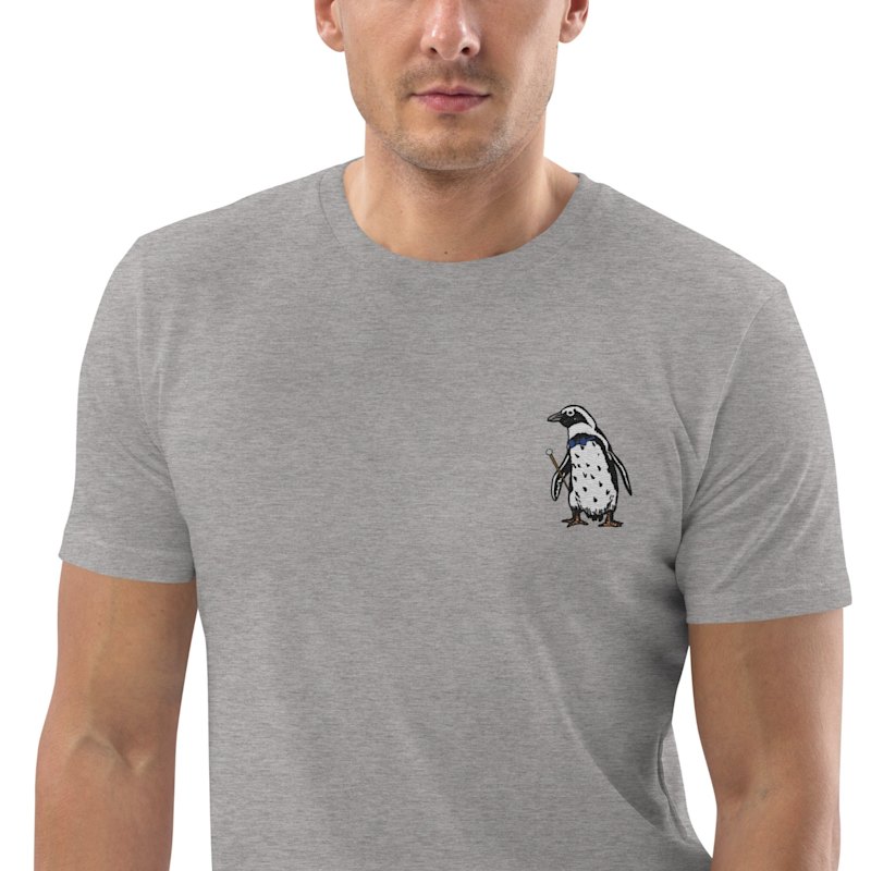 Thumbnail of Heather Grey Penguin Suit Actual Life Organic Cotton Embroidered T-Shirt - Men image