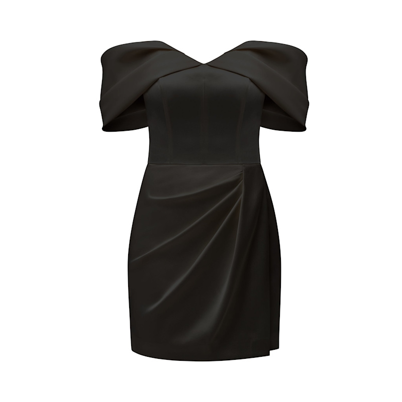 Thumbnail of Heavenly Kissed Draped Satin Mini Dress, Black image