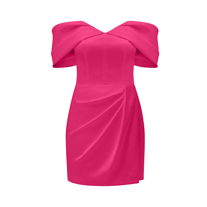 Thumbnail of Heavenly Kissed Draped Satin Mini Dress Hot Pink image