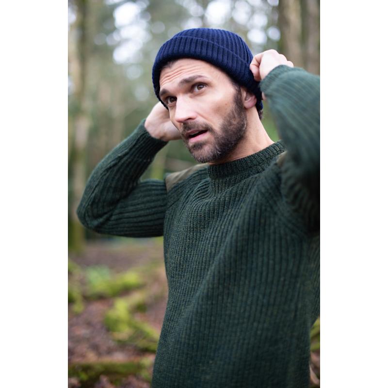 Thumbnail of Heavyweight Extra Fine Merino Caster Fisherman Beanie -  Navy image