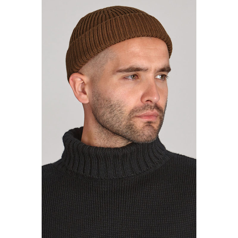 Thumbnail of Heavyweight Extra Fine Merino Caster Fisherman Beanie -  Oak Brown image