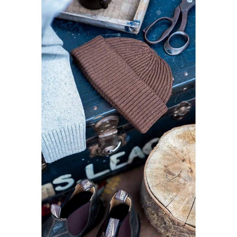 Thumbnail of Heavyweight Extra Fine Merino Caster Fisherman Beanie -  Oak Brown image