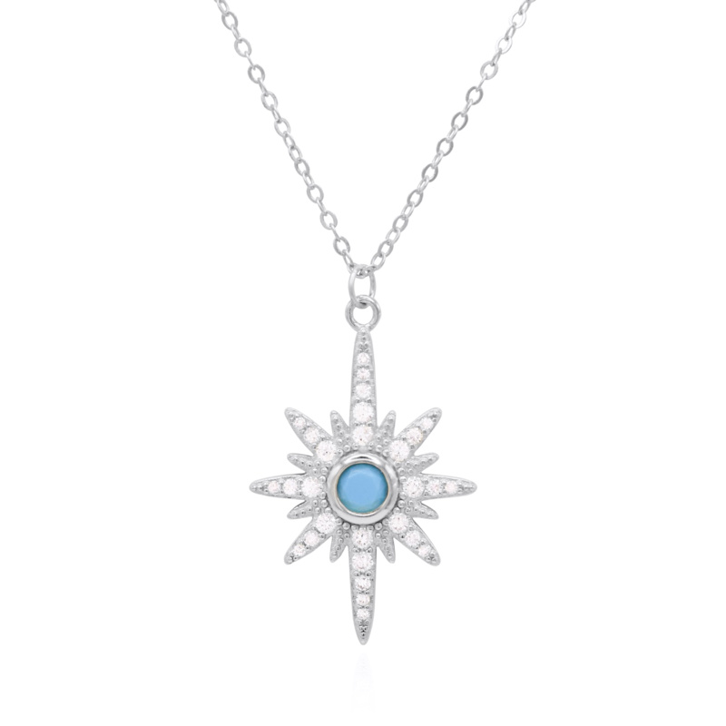 Thumbnail of Heidi North Star Birthstone Necklace Silver December image