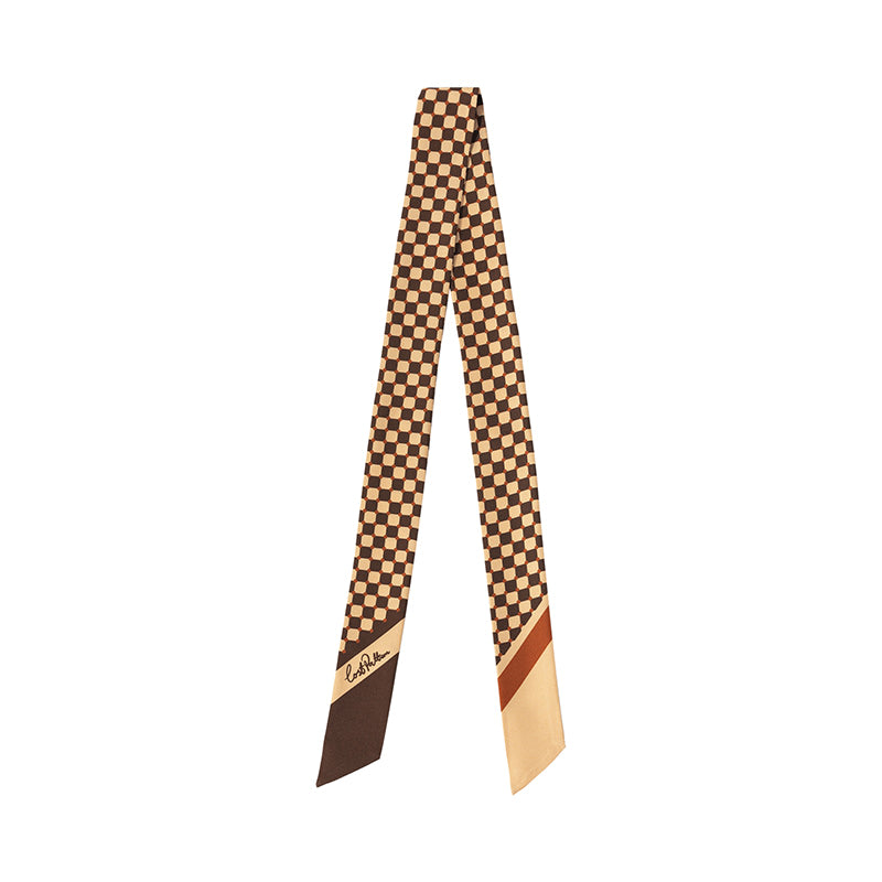 Thumbnail of "Checkerboard" Twilly Scarf  - Coffee image