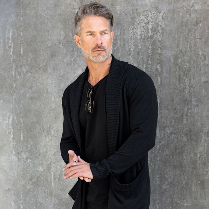 Hemingway Lightweight Slim Fit Cardigan - Pitch Black | Weston Jon ...