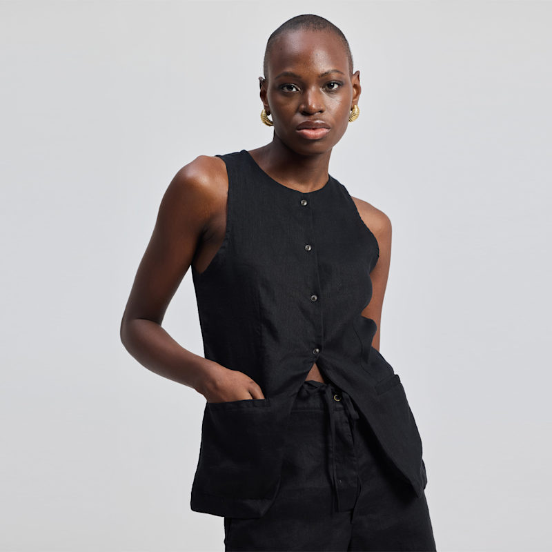 Thumbnail of Hemp Vest Jacket In Black image