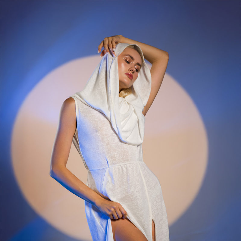 Zhenabia Hera Hooded Maxi Dress - White