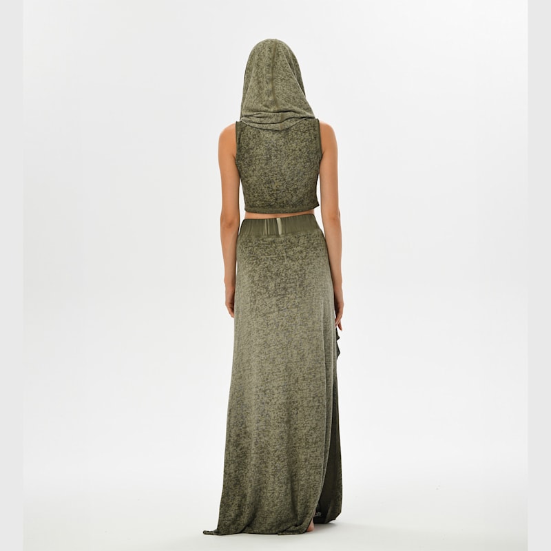 Thumbnail of Oriental Skirt Khaki Green - Boho Women Skirt image