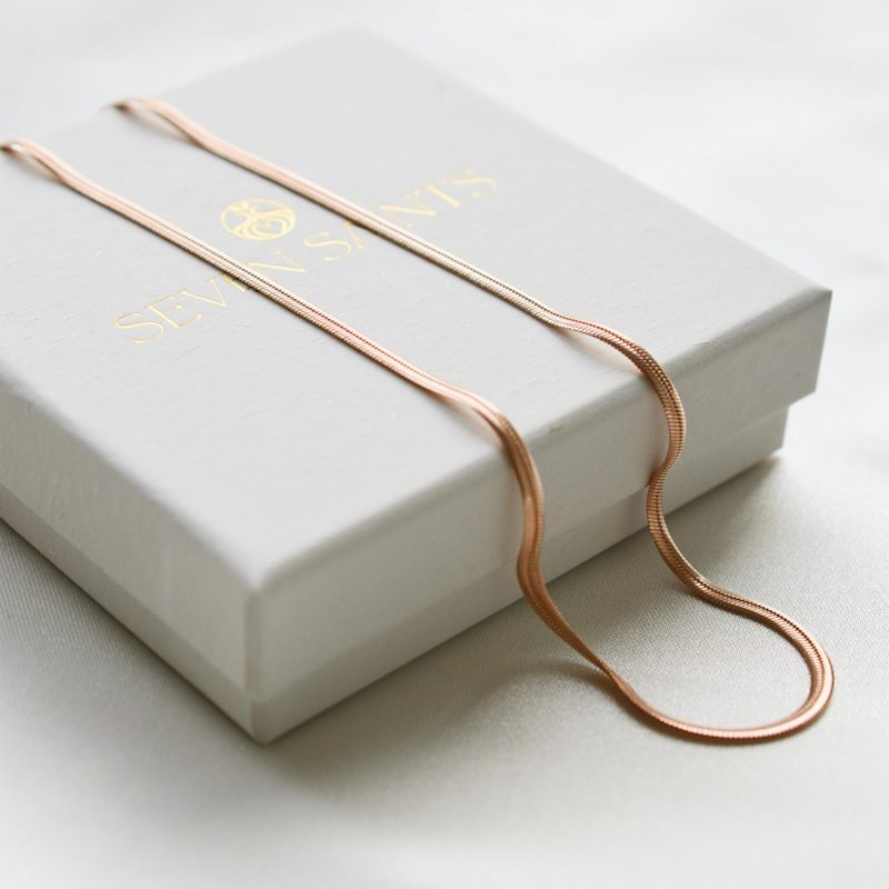 Thumbnail of Herringbone Chain Necklace, Gold Over Sterling Silver image