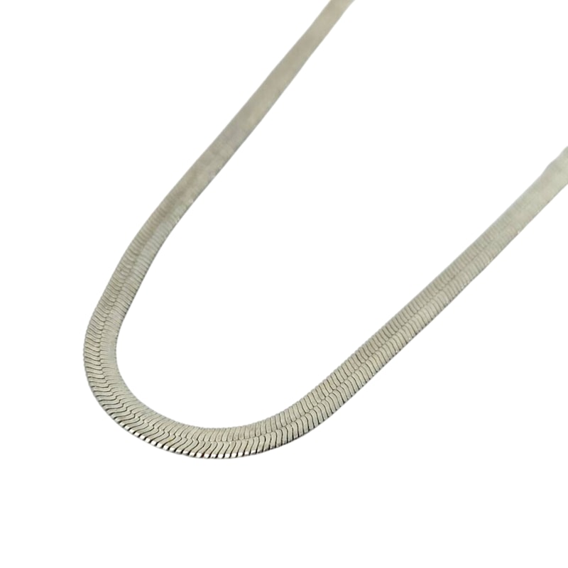 Thumbnail of Herringbone Silver Flat Snake Chain Women's Necklace image