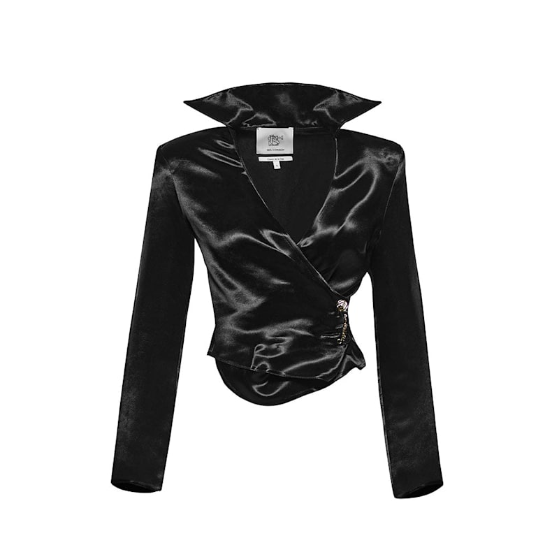 Thumbnail of High Collar Deep College Adjustable Shiny Shirt image