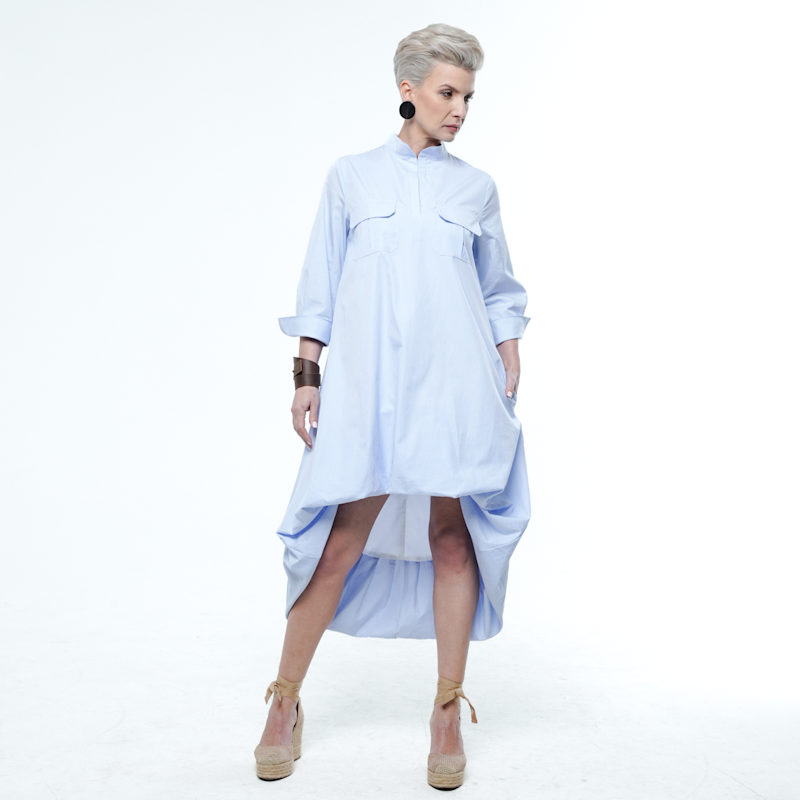 Thumbnail of High-Low Shirt Dress In Blue image