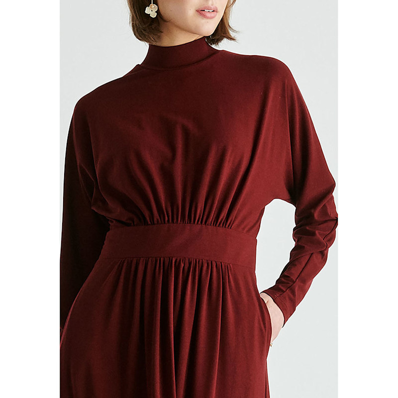 blue dress for baby girl Plus Size Burgundy Lace Godet Midaxi Dress main image 0