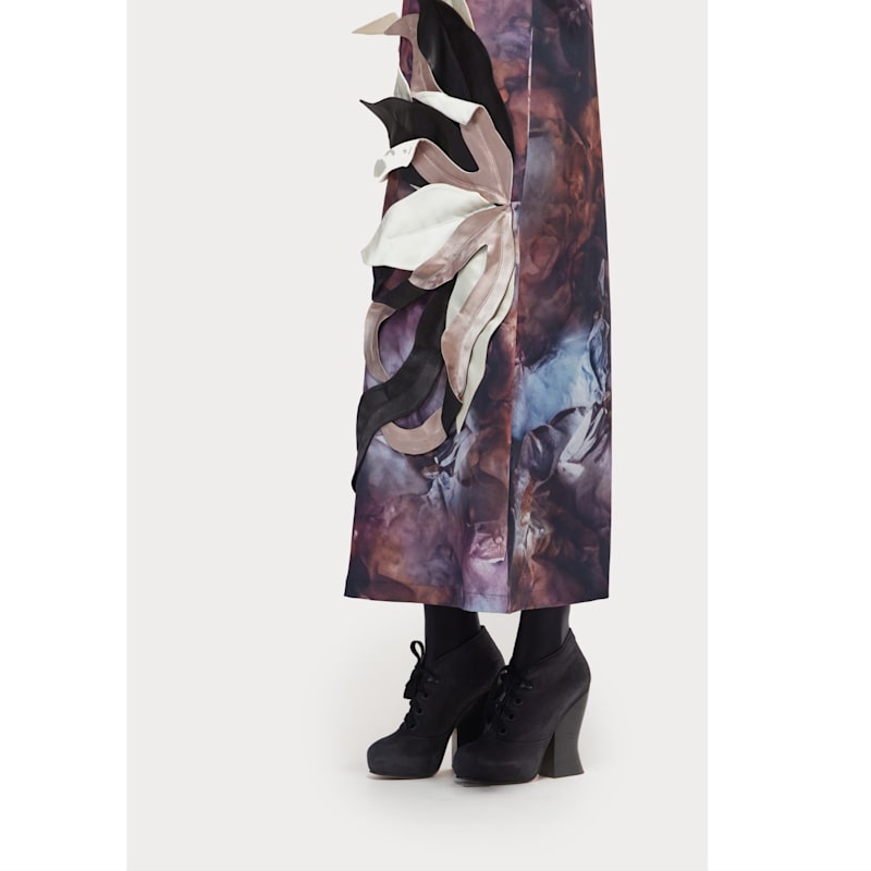Thumbnail of High Neck Sleeveless Dress Abstract Print Brown image