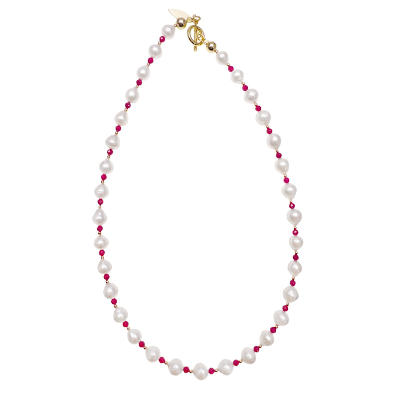 Thumbnail of High Quality Freshwater Pearls With Red Ruby Necklace image
