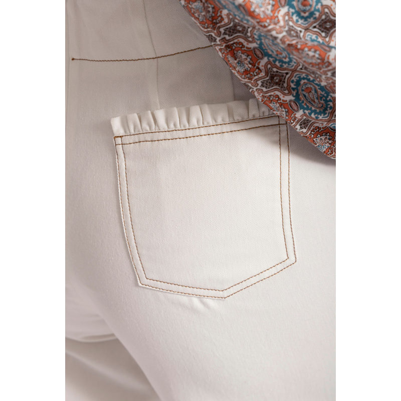 Thumbnail of High Waist Cotton Ruffle Trouser In White - The Camille image