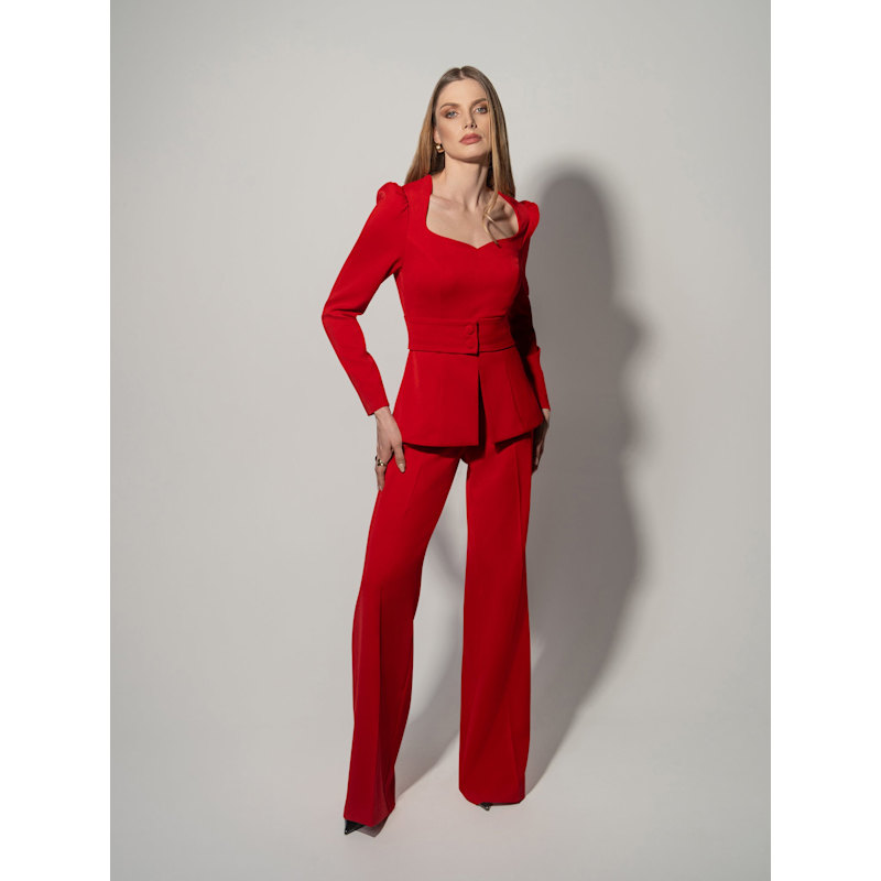 Thumbnail of Fitted Blouse & Trousers Set - Fierce Red image