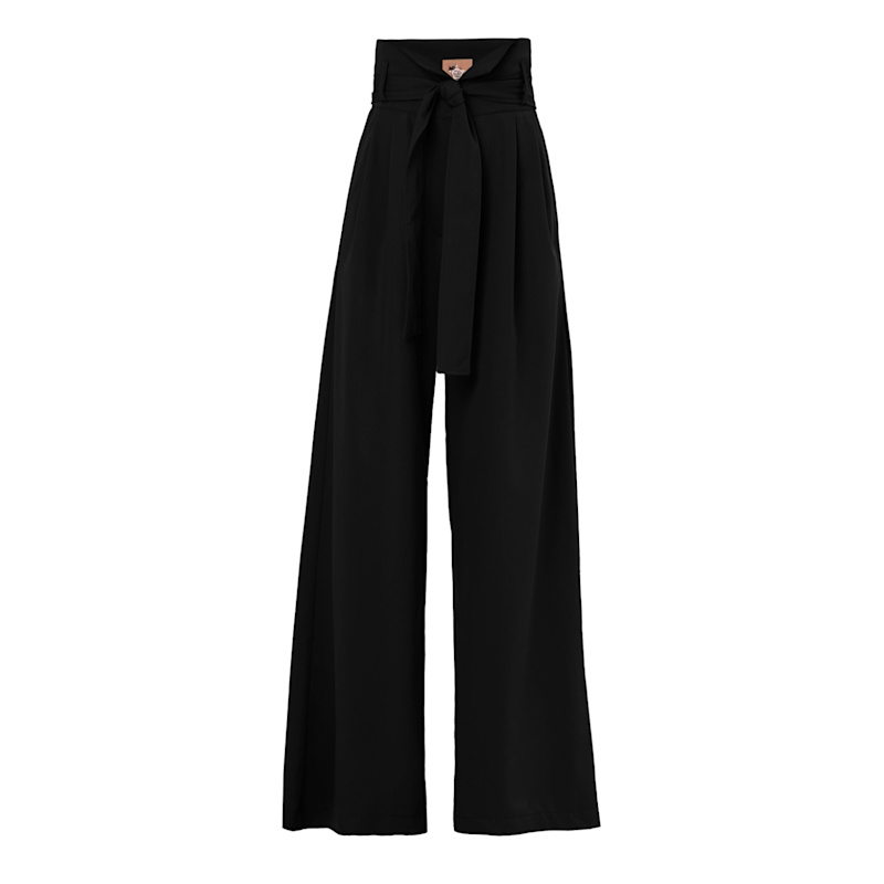 Thumbnail of High Waist Long Wide Leg Trousers – Black image