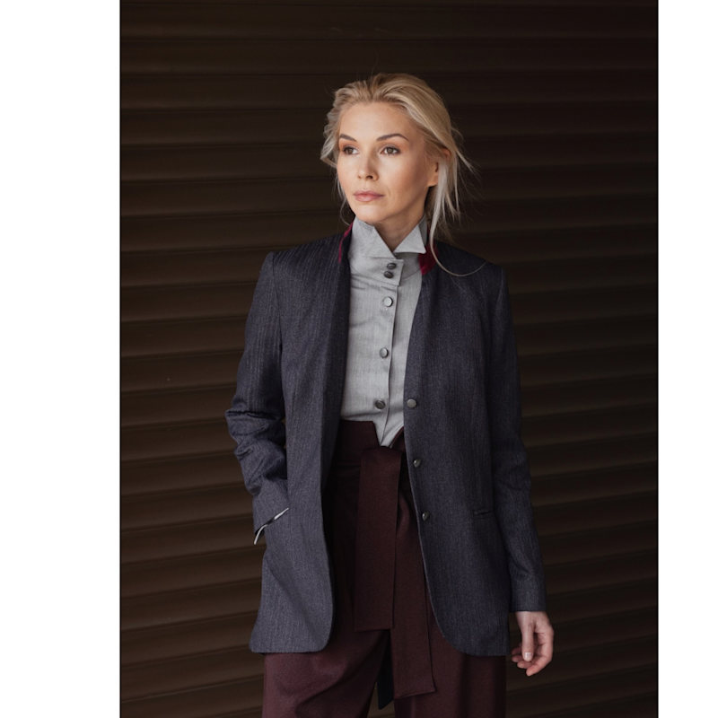 Thumbnail of High Waist Long Wide Leg Trousers – Burgundy image