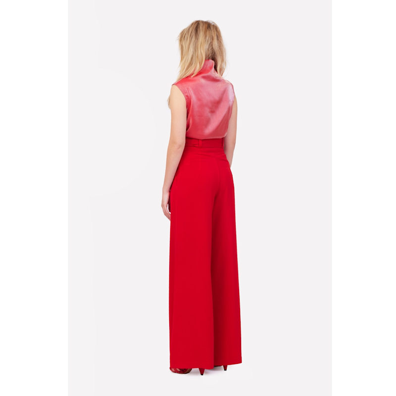 Thumbnail of High Waist Long Wide Leg Trousers – Red image