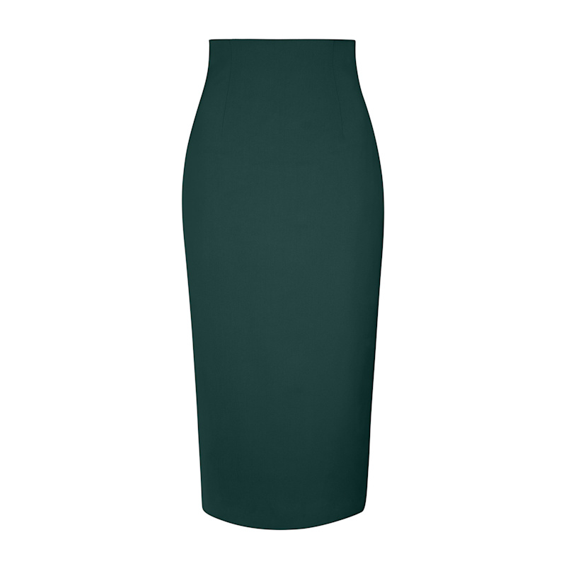 Thumbnail of High-Waist Pencil Midi Skirt, Dark Green image