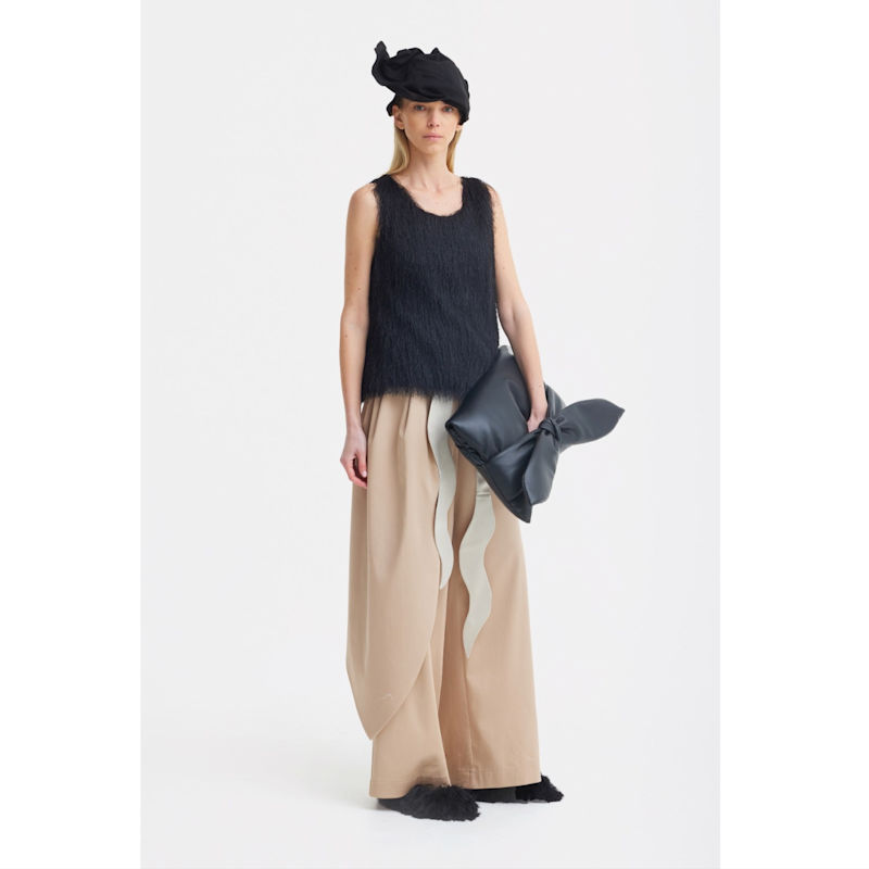 Thumbnail of High-Waist Wrap Trousers – Beige image