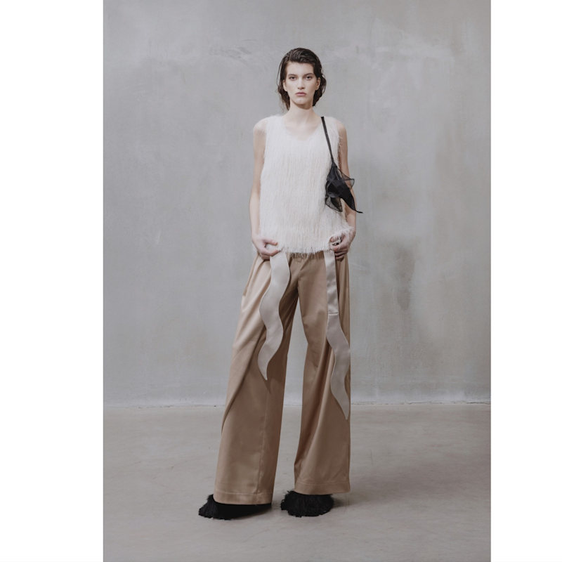Thumbnail of High-Waist Wrap Trousers – Beige image