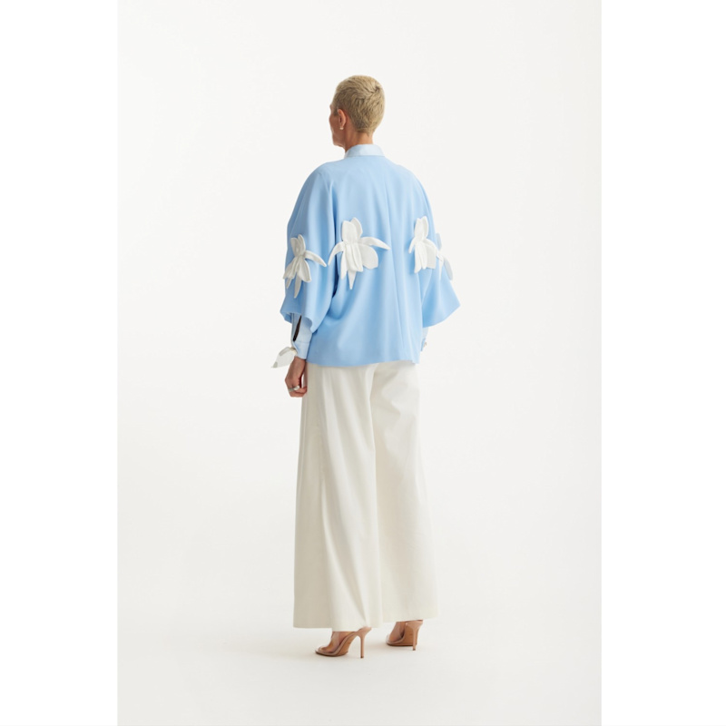 Thumbnail of High-Waisted Cotton Wrap Trousers , Skirt Effect - Ivory image