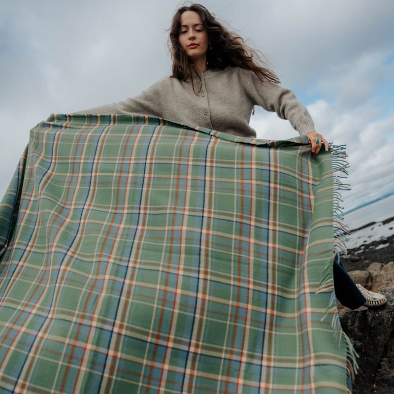 Thumbnail of Highlands At Dawn Lambswool Throw Green image