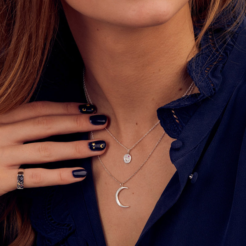 Thumbnail of Sterling Silver Crescent Moon Necklace image
