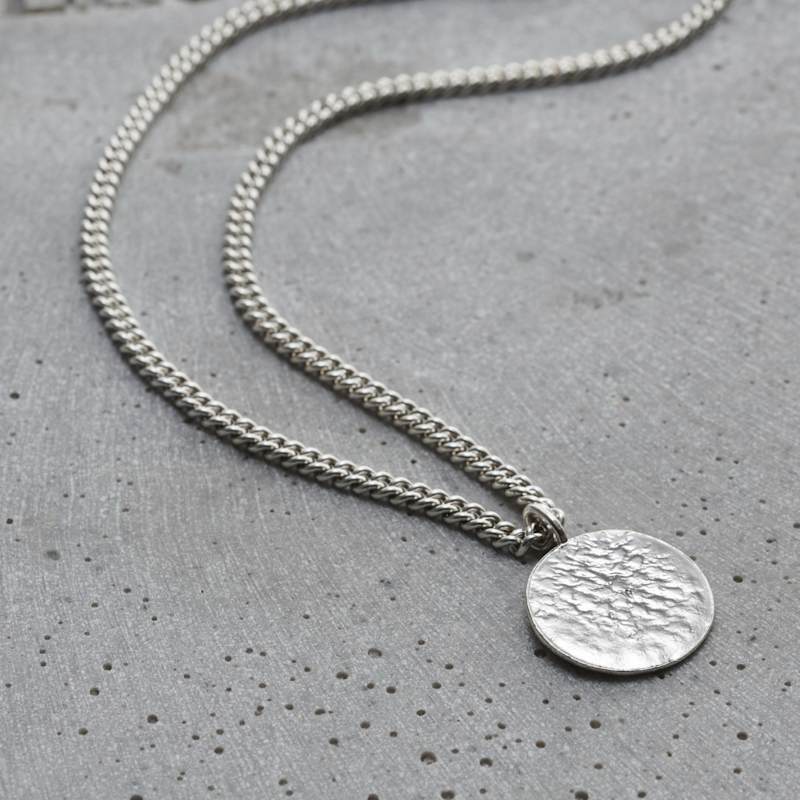 Thumbnail of Sterling Silver Men’S Molten Disc Necklace image