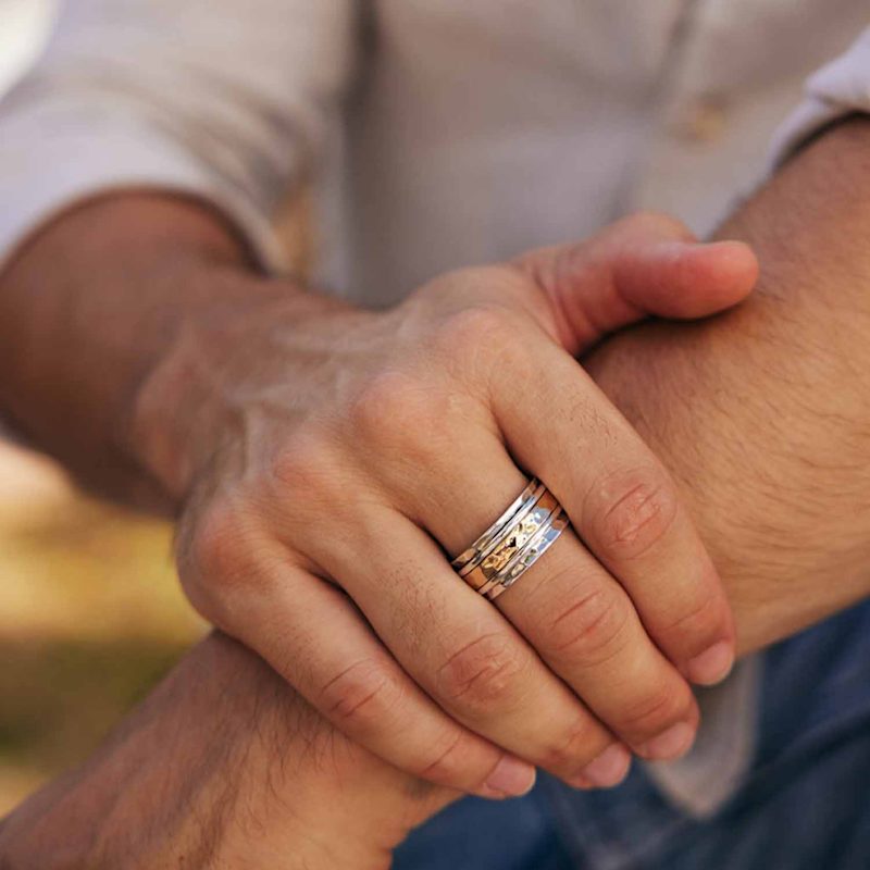 Thumbnail of Men's Karma Fortune Silver Spinning Ring image